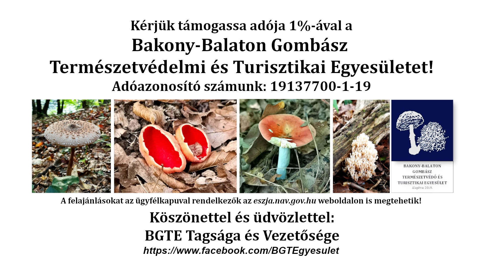 Kérjük támogassa adója 1 százalékával egyesületünket!